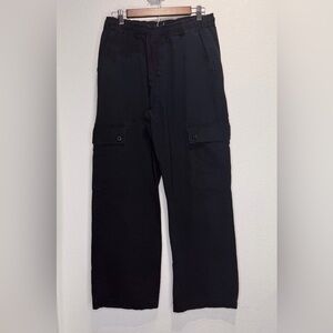 Baggy Men's Black Cargo Pants with Elastic Waist